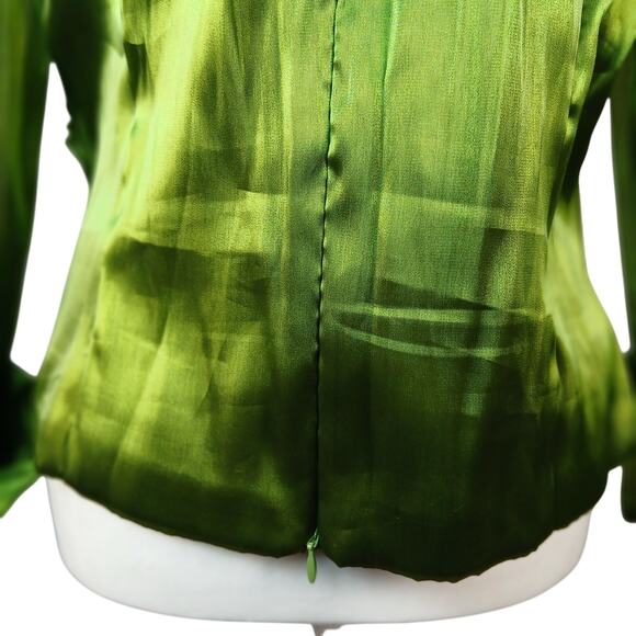 Vintage Y2K Layered Shimmery Green Blouse Early 2000s Formal Glam Xmas Party Top - Picture 9 of 15